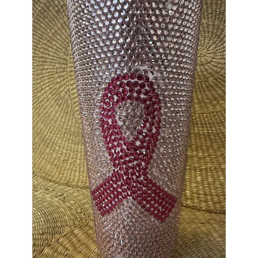 Pink Breast Cancer gem tumbler cup